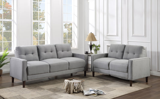 Bowen 2-piece Upholstered Track Arm Tufted Sofa Set Grey - The Sleep Loft - Online Mattress Showroom NYC