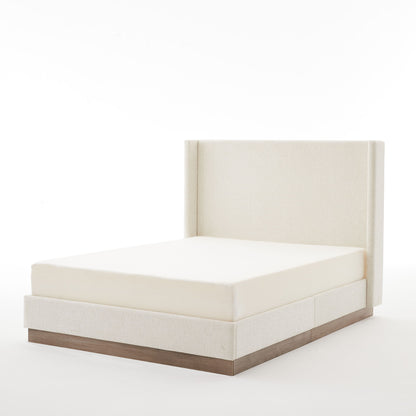 Hosford - Minimalist Upholstered Wingback Bed With Wood Base Platform