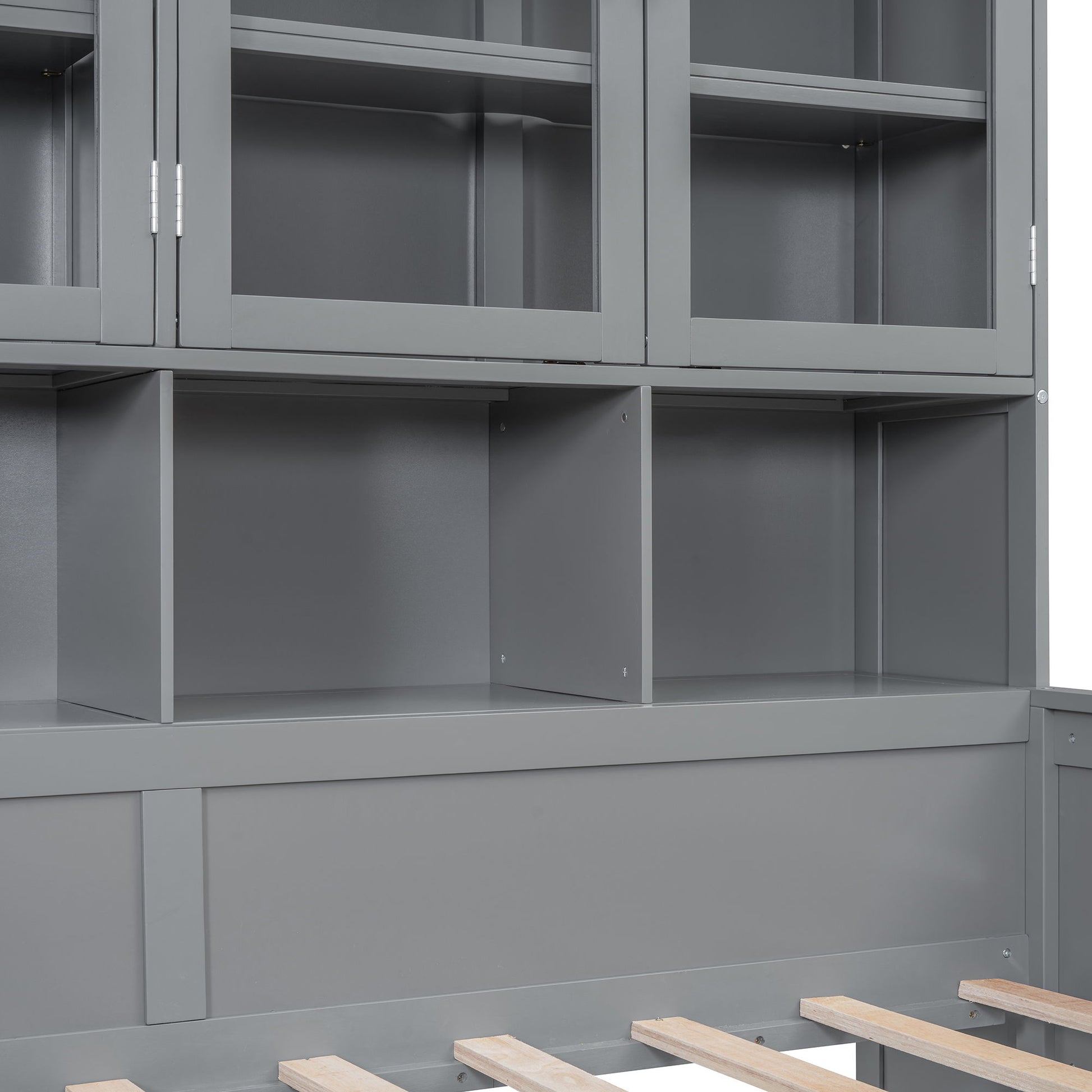 Daybed With Glass Door Storage Cabinets, Built In LED Lighting And Shelves - The Sleep Loft - Online Mattress Showroom NYC