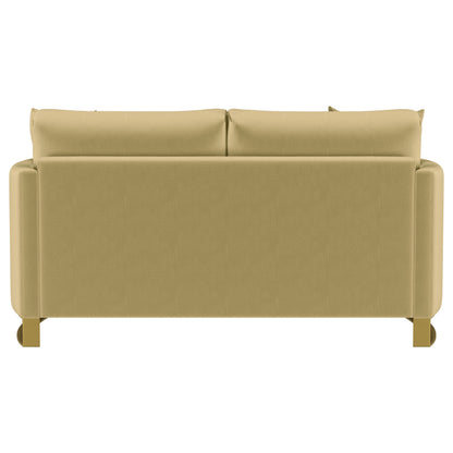 Corliss Upholstered Curved Track Arm Loveseat Camel