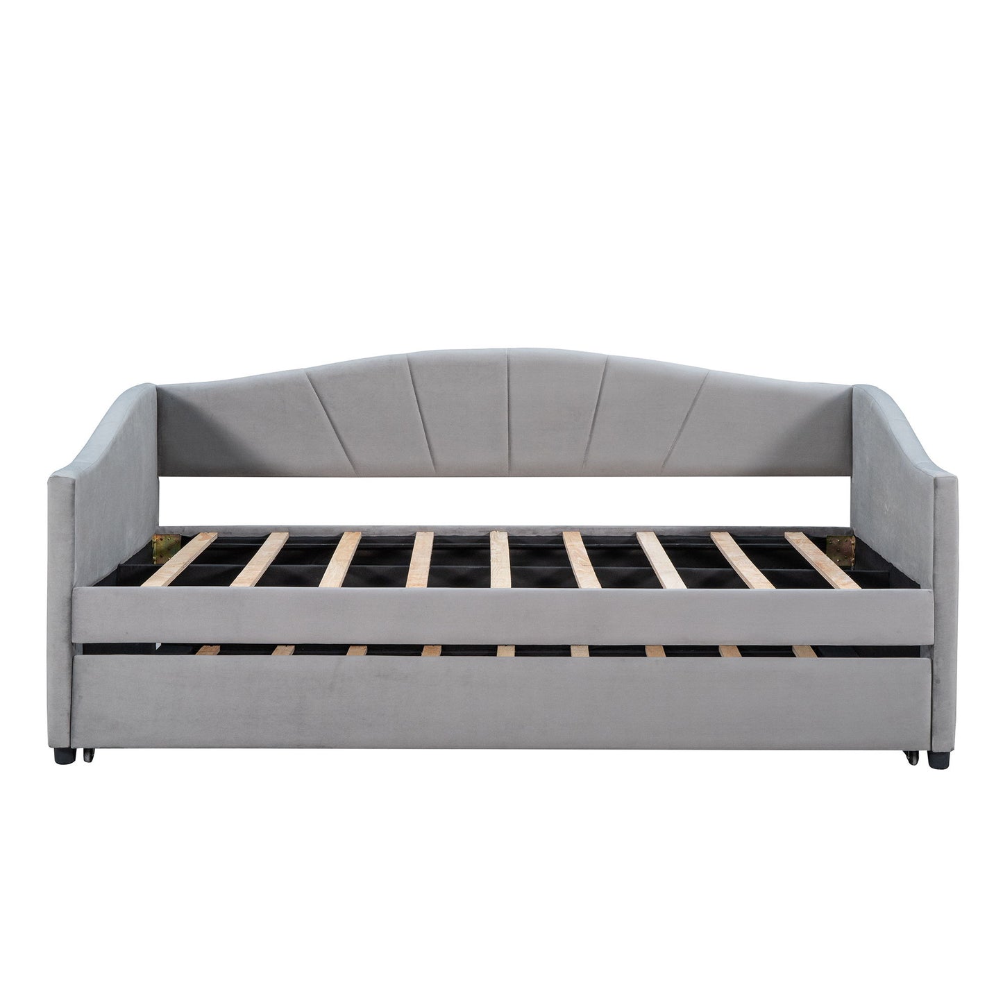 Upholstered Daybed Sofa Bed With Trundle Bed And Wood Slat - The Sleep Loft - Online Mattress Showroom NYC