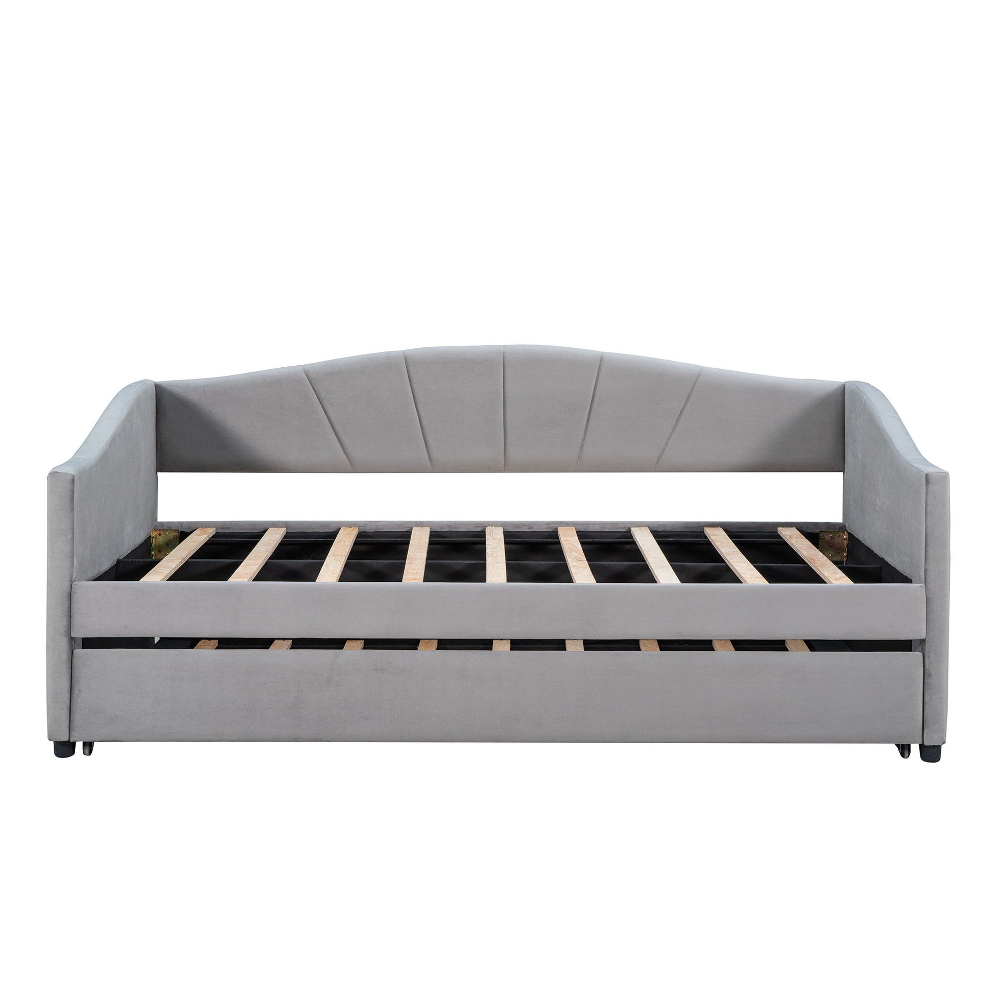 Upholstered Daybed Sofa Bed With Trundle Bed And Wood Slat - The Sleep Loft - Online Mattress Showroom NYC