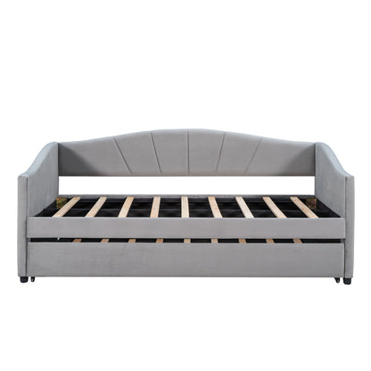 Upholstered Daybed Sofa Bed With Trundle Bed And Wood Slat - The Sleep Loft - Online Mattress Showroom NYC