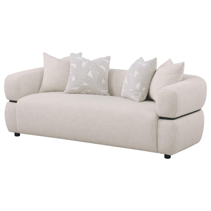 Jeanette 84-inch Fabric Upholstered Round Arm Sofa Beige