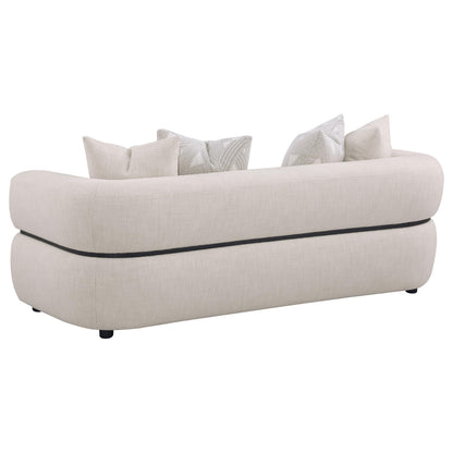 Jeanette 84-inch Fabric Upholstered Round Arm Sofa Beige