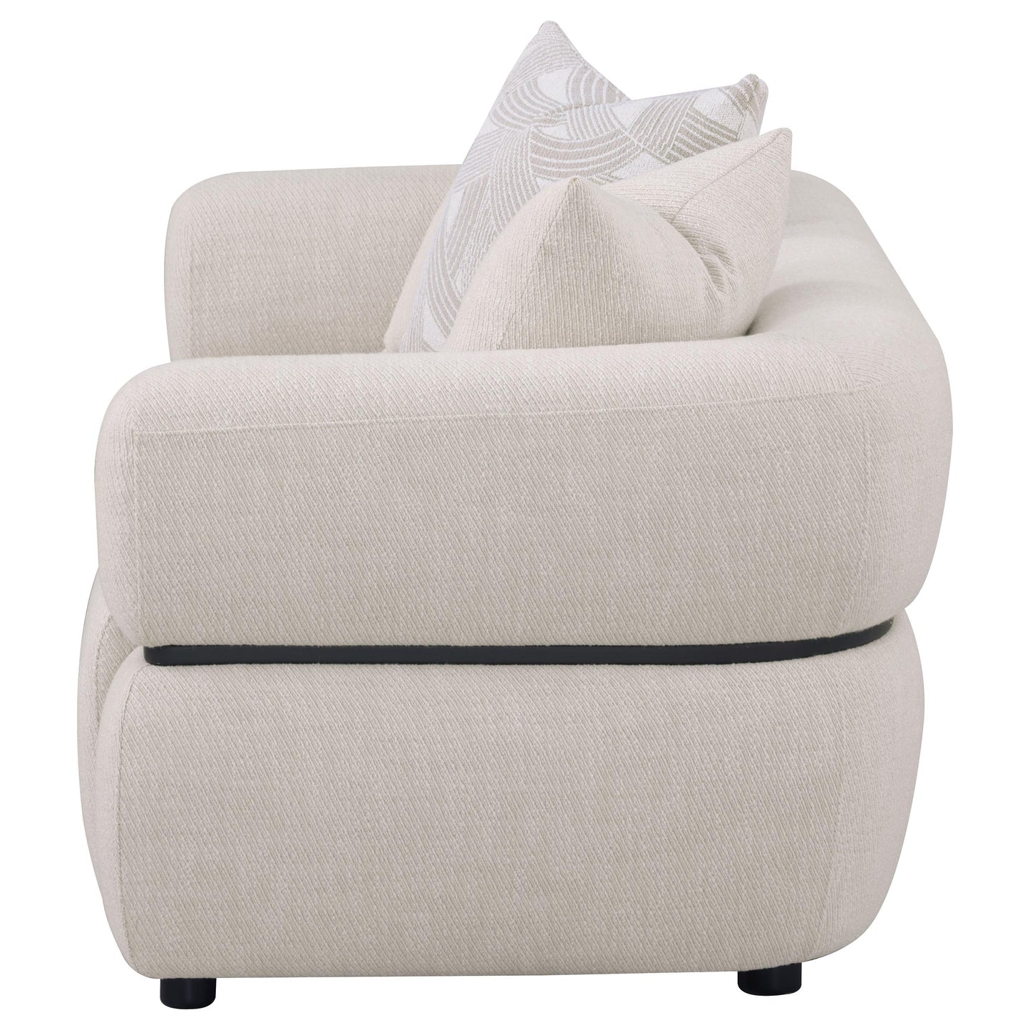 Jeanette 73-inch Fabric Upholstered Round Arm Loveseat Beige