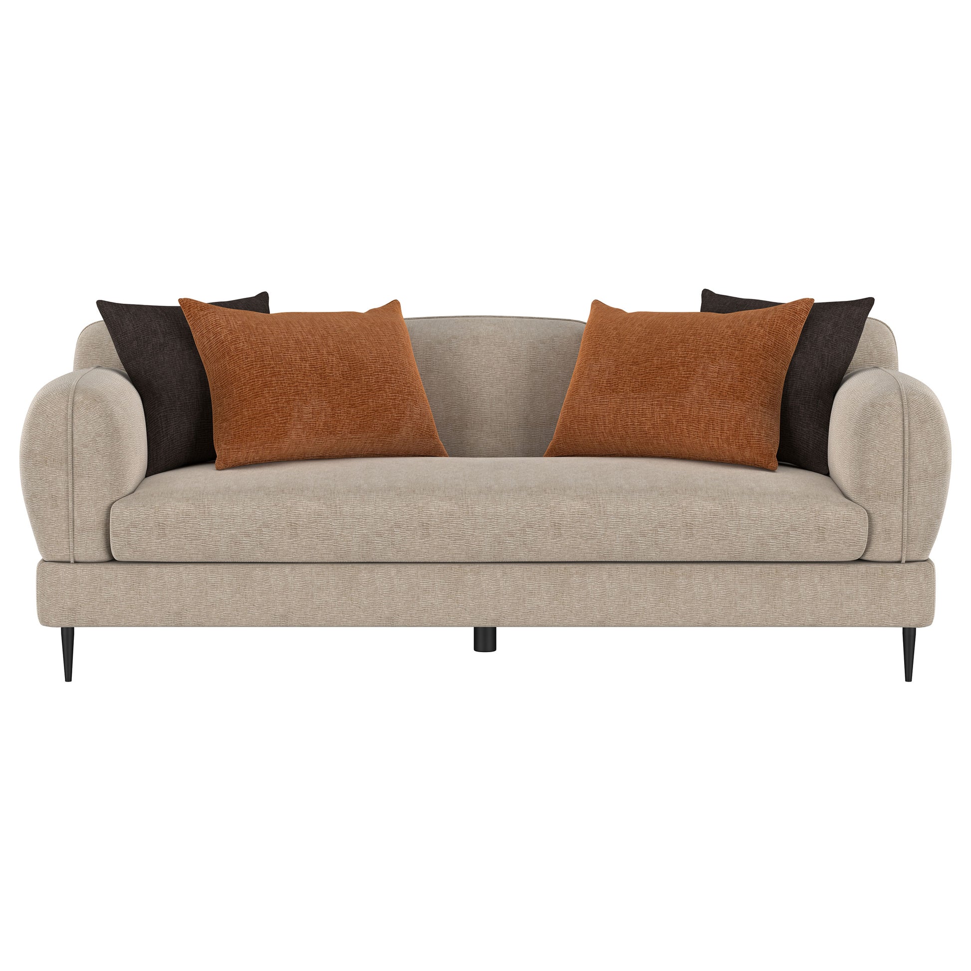 Jade Chenille Upholstered Sculpted Track Arm Sofa Latte