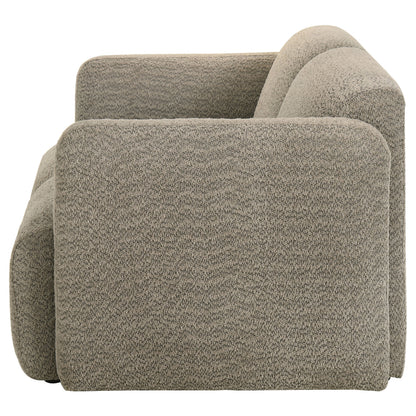 Dorset Fabric Upholstered Round Track Arm Loveseat Brown