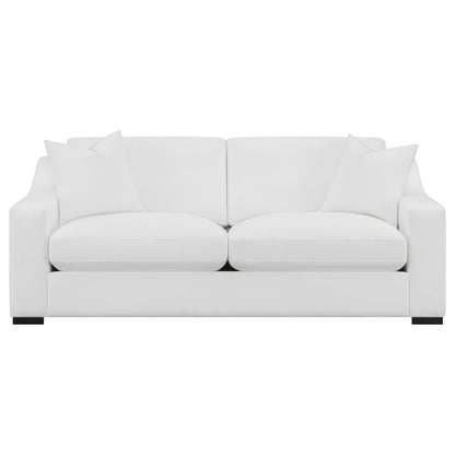 Ashlyn 2-piece Upholstered Sloped Arm Sofa Set White