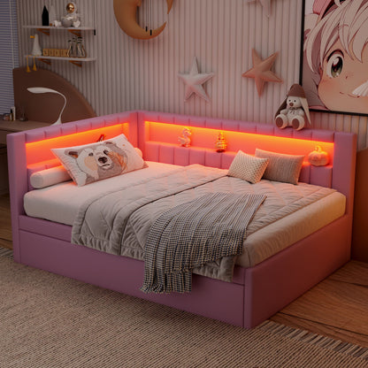 Upholstered Platform Bed With USB Ports And LED Belt - The Sleep Loft - Online Mattress Showroom NYC