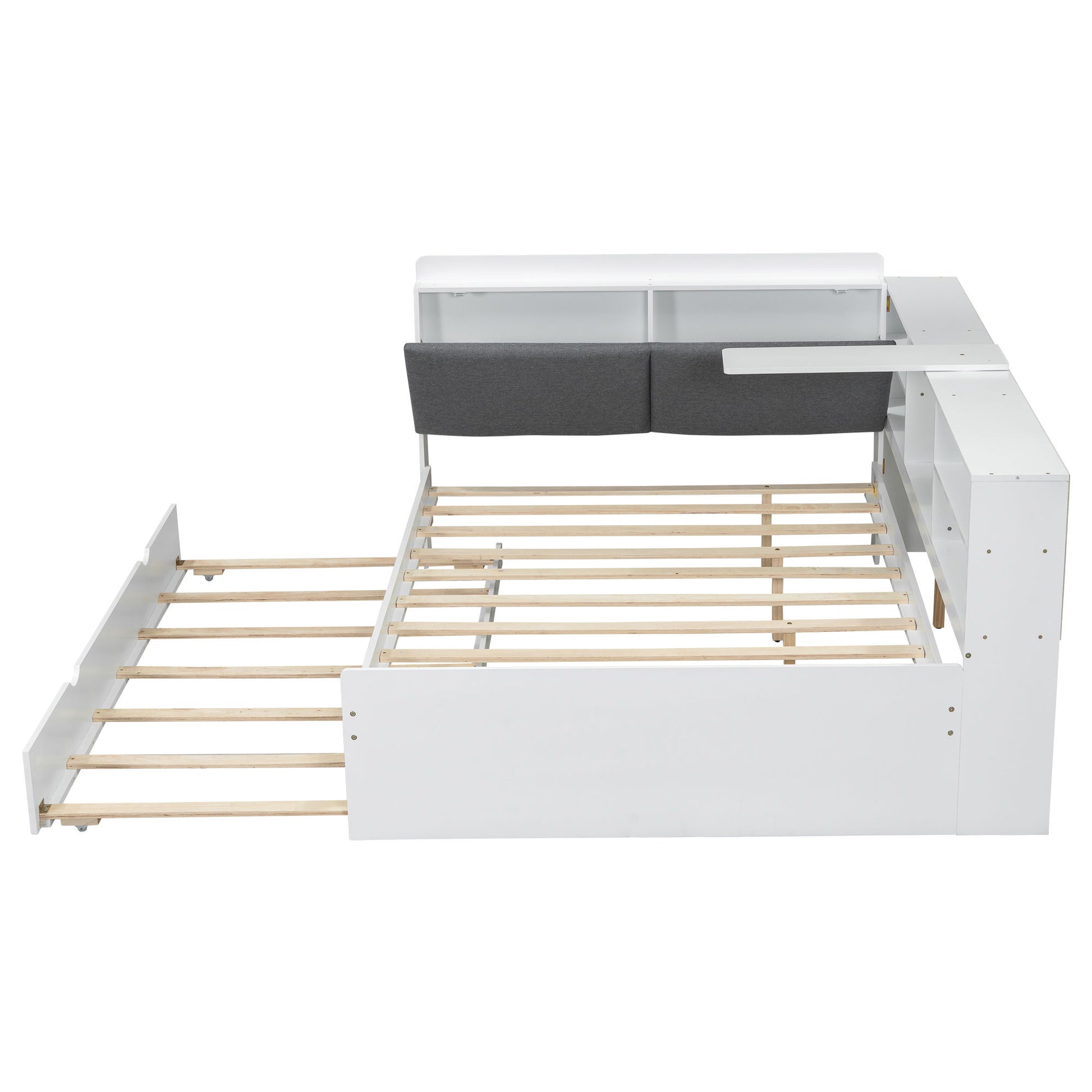 Platform Bed With Trundle, Shelves, And Storage Headboard - The Sleep Loft - Online Mattress Showroom NYC