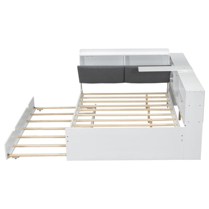 Platform Bed With Trundle, Shelves, And Storage Headboard - The Sleep Loft - Online Mattress Showroom NYC