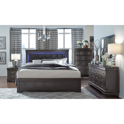 Shaker - 5 Pieces Bedroom Set With Crystal Inspired Tufted Headboard And LED Lighting - The Sleep Loft - Online Mattress Showroom NYC