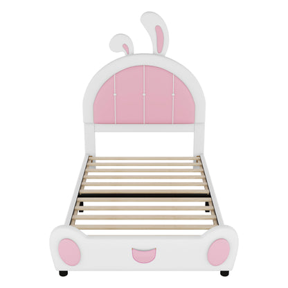 Upholstered Platform Bed With Rabbit Shaped Headboard - The Sleep Loft - Online Mattress Showroom NYC