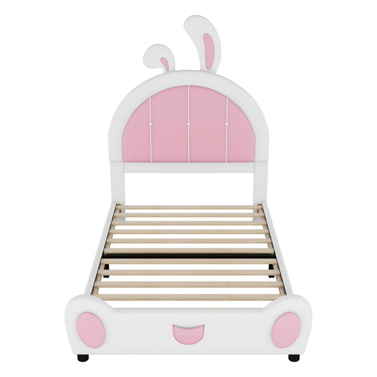 Upholstered Platform Bed With Rabbit Shaped Headboard - The Sleep Loft - Online Mattress Showroom NYC