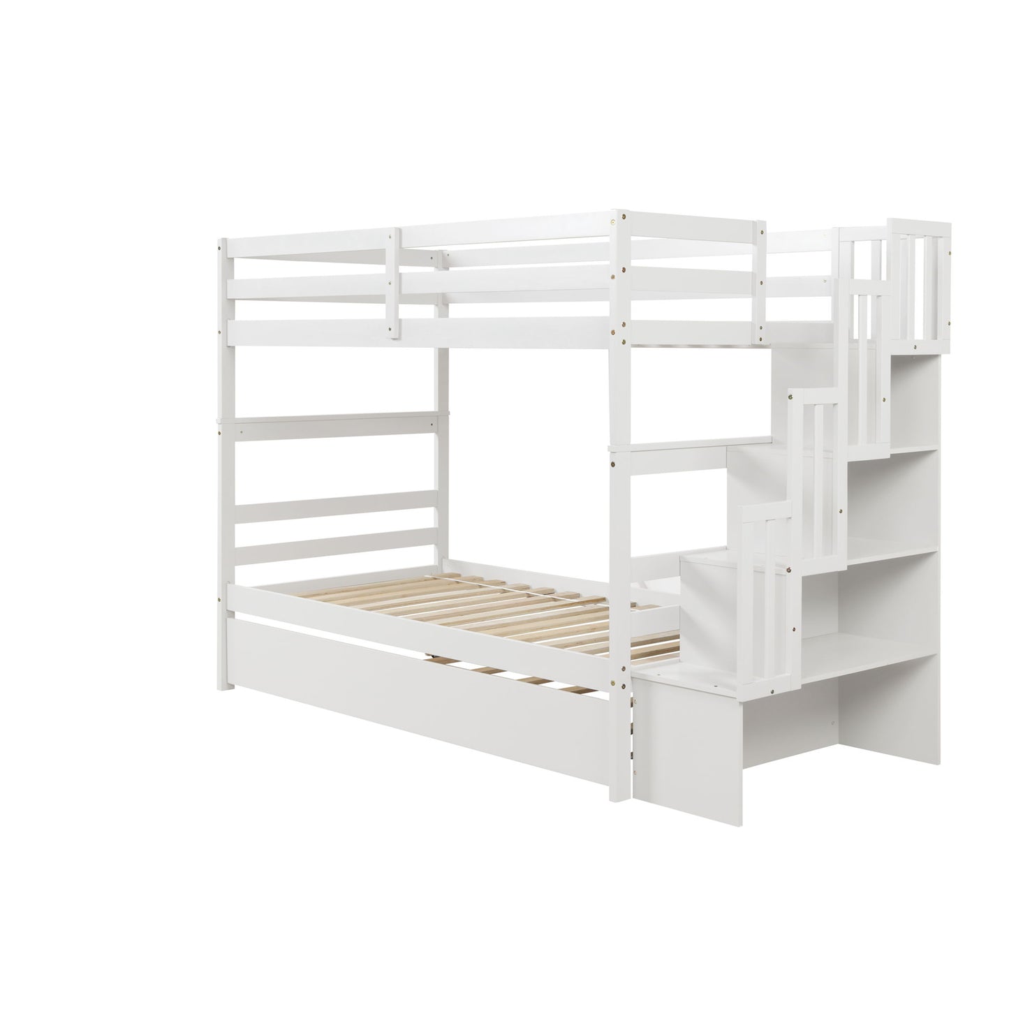 Twin Over Twin Bunk Beds With Twin Trundle And Stairway Storage Function - The Sleep Loft - Online Mattress Showroom NYC