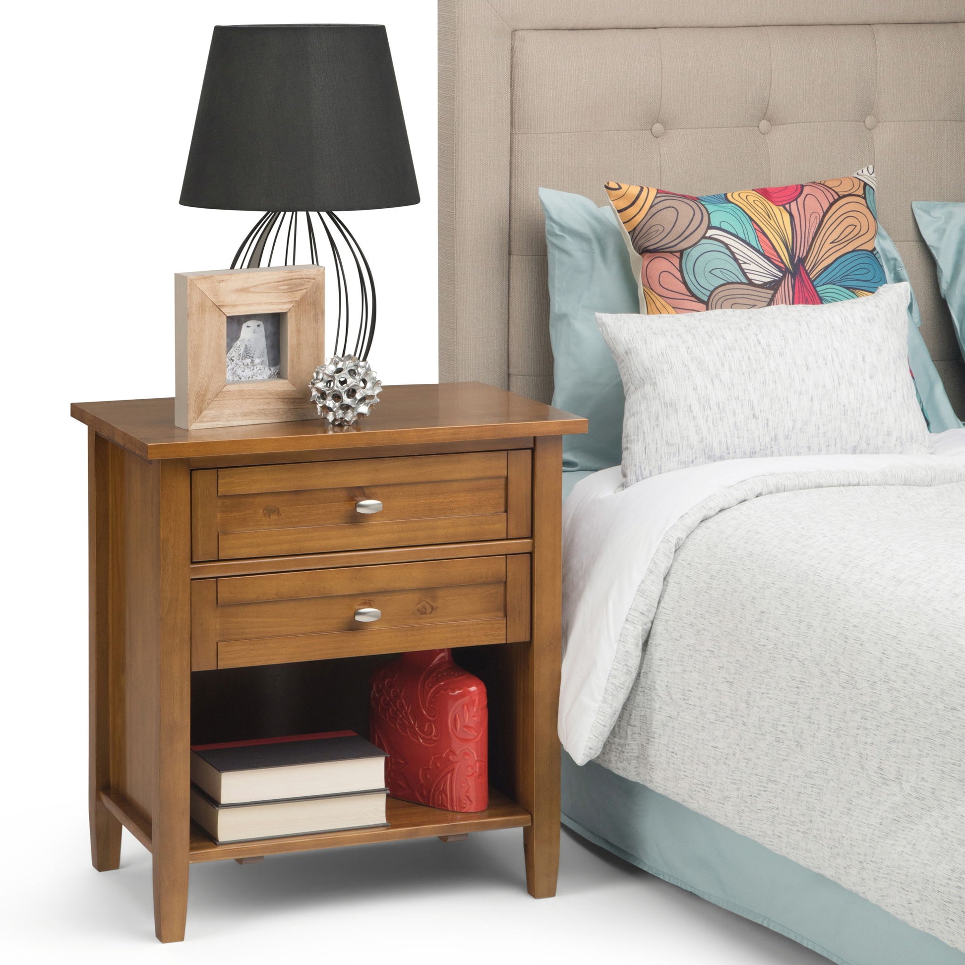 Warm Shaker - Bedside Table - Light Golden Brown - The Sleep Loft - Online Mattress Showroom NYC