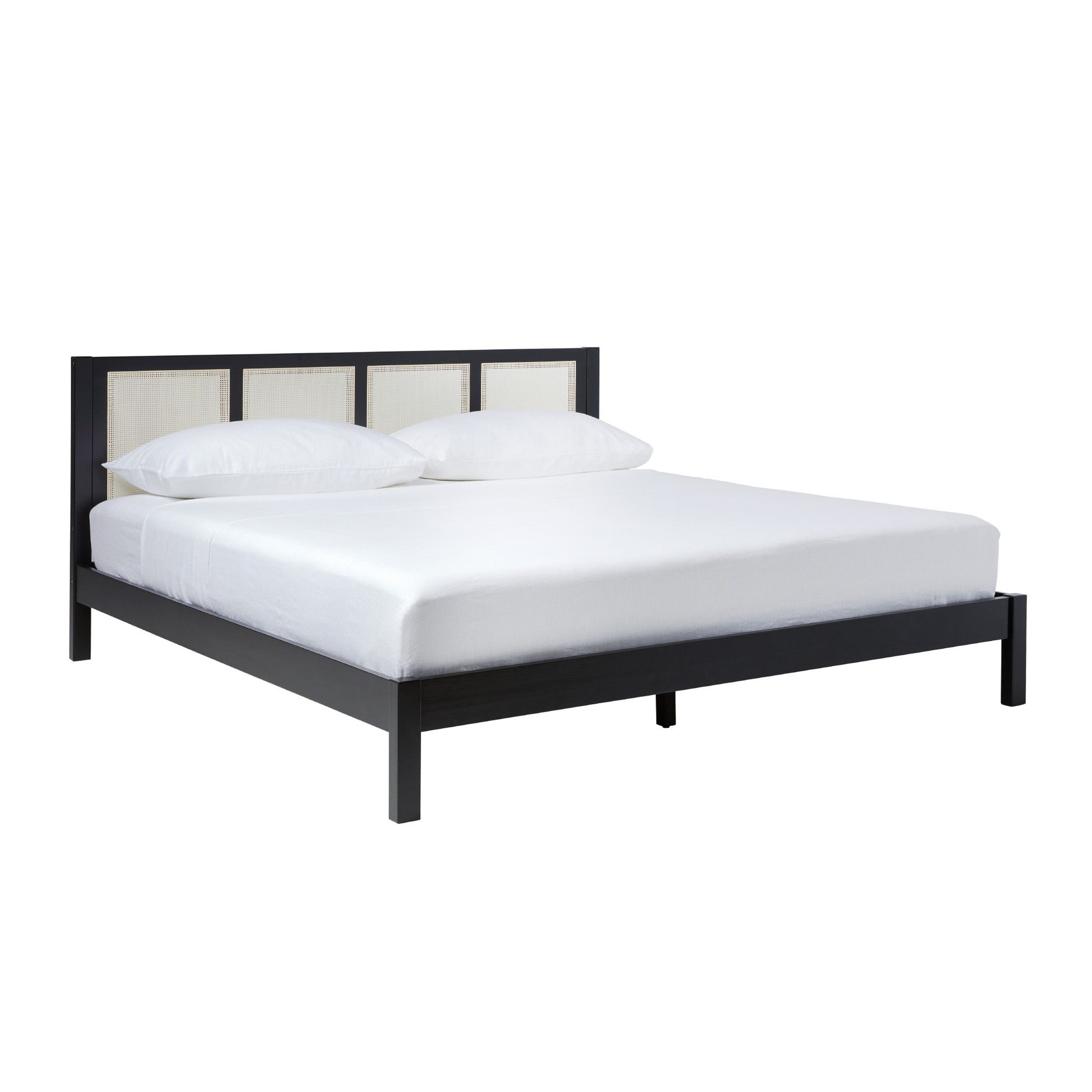 King Bed With Rattan Panel Headboard - Black - The Sleep Loft - Online Mattress Showroom NYC