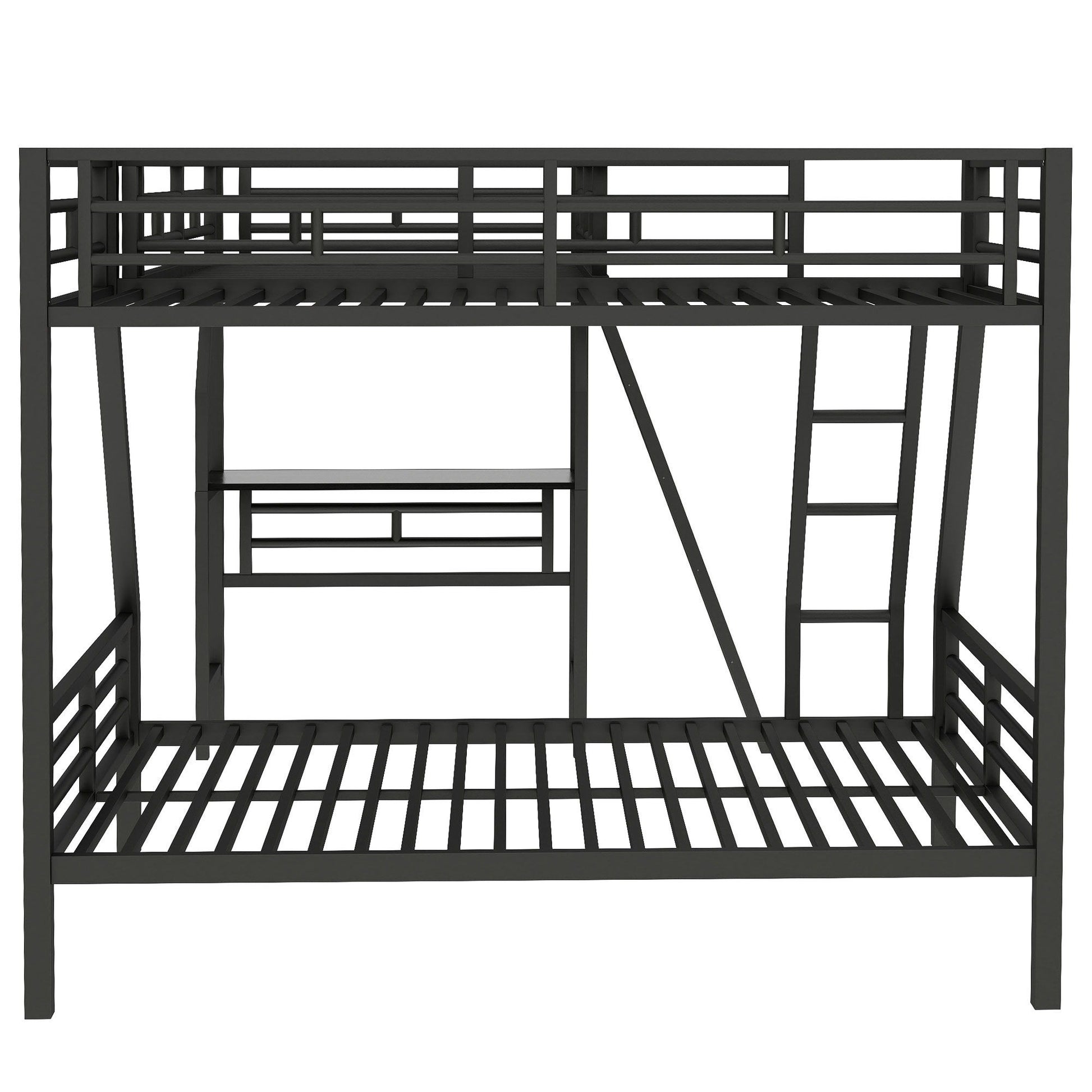 Twin Over Full Bunk Bed With Loft And Desk, L-Shaped Design For 3 Sleepers - Black - The Sleep Loft - Online Mattress Showroom NYC