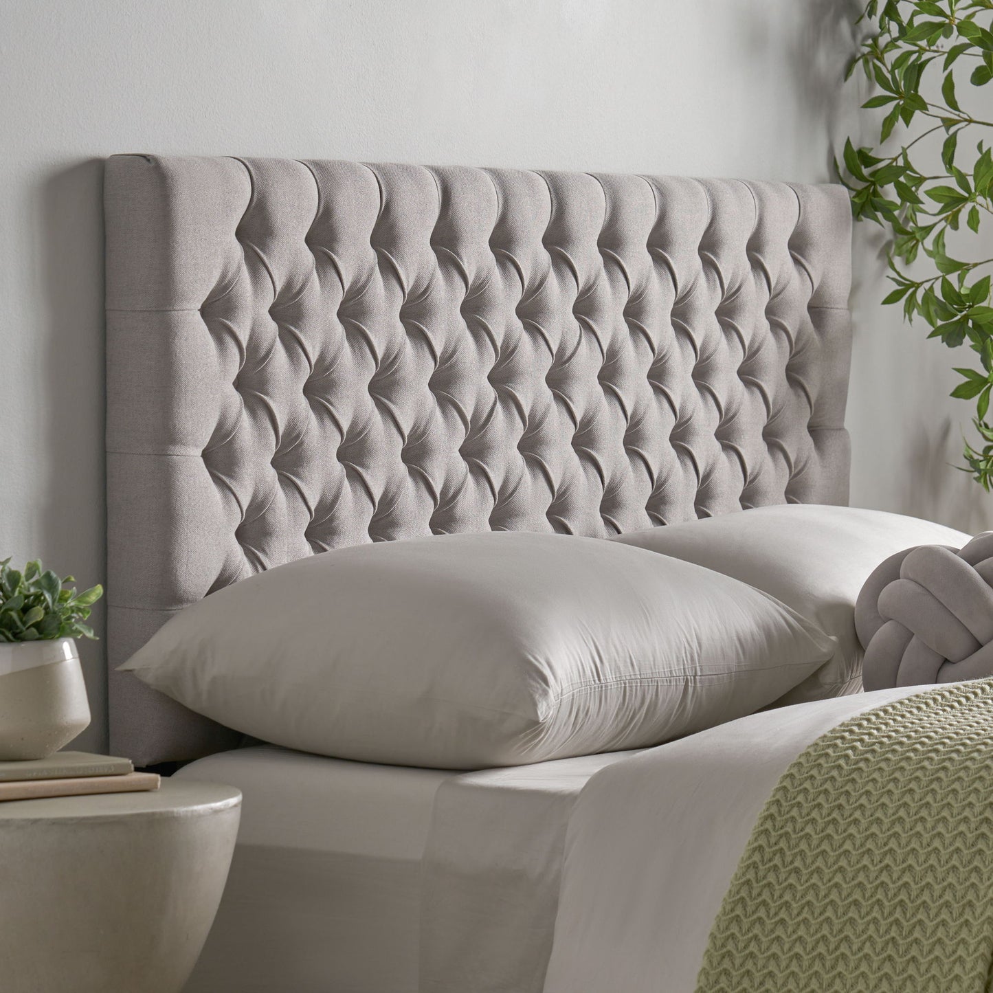 Queen Size Headboard With Button Tufting - Light Gray - The Sleep Loft - Online Mattress Showroom NYC