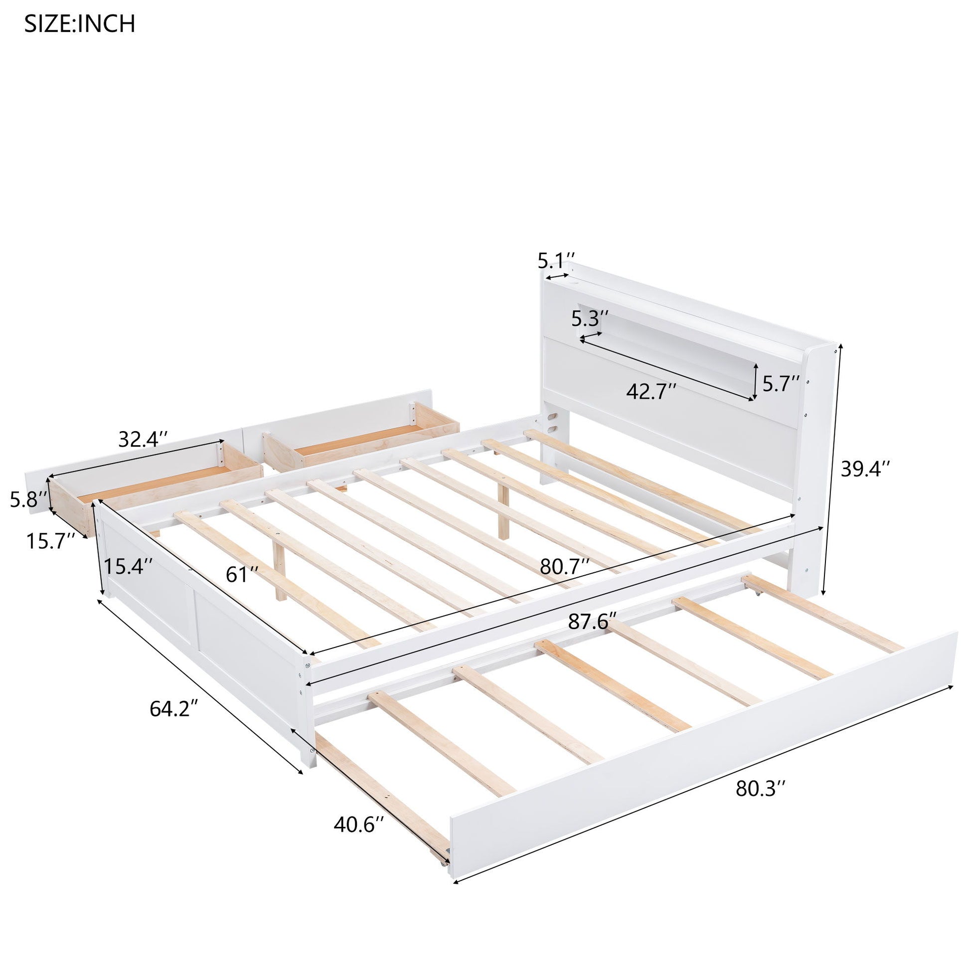Storage Platform Bed With LED Lights, 2 Drawers And Trundle - The Sleep Loft - Online Mattress Showroom NYC