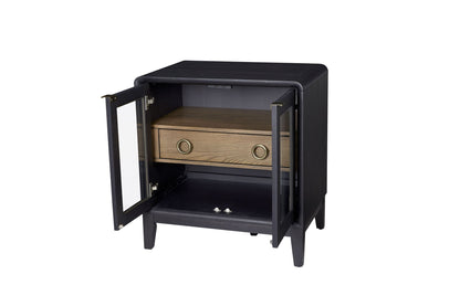 Glass Door Nightstand - Black - The Sleep Loft - Online Mattress Showroom NYC