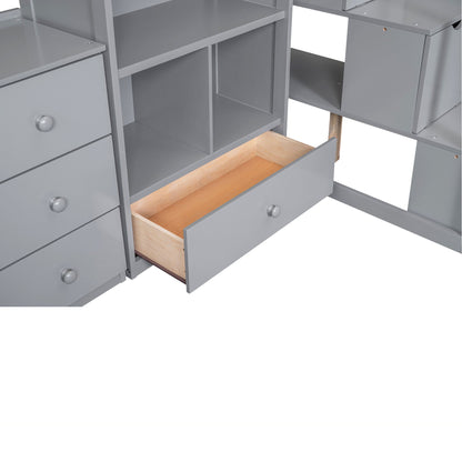 Loft Bed With L Shaped Desk, Drawers, Cabinet, And Storage Staircase - The Sleep Loft - Online Mattress Showroom NYC