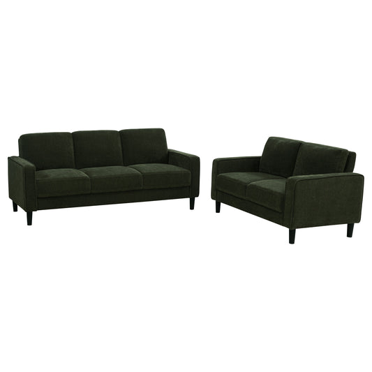 Ruth 2-piece Fabric Upholstered Track Arm Sofa Matcha Green