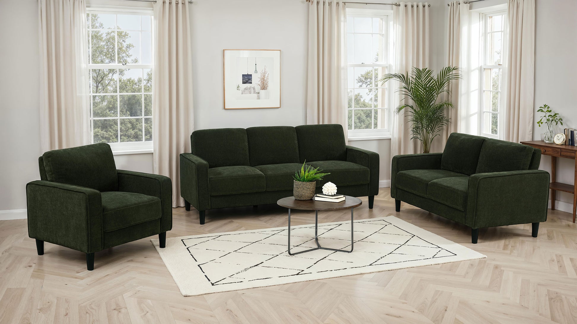 Ruth 77-inch Fabric Upholstered Track Arm Sofa Matcha Green