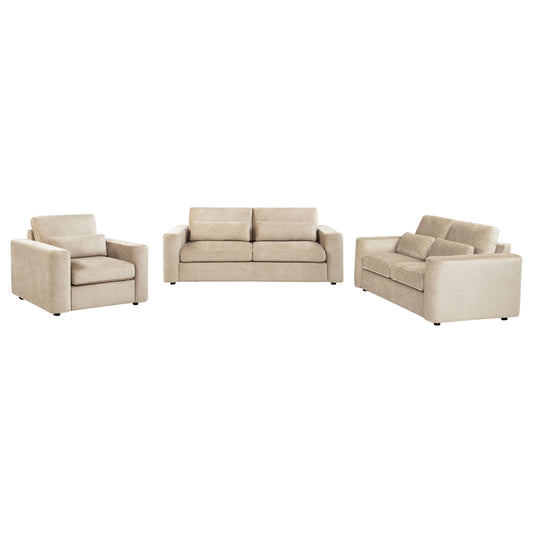 Amador 3-piece Chenille Upholstered Track Arm Sofa Set Camel - The Sleep Loft - Online Mattress Showroom NYC