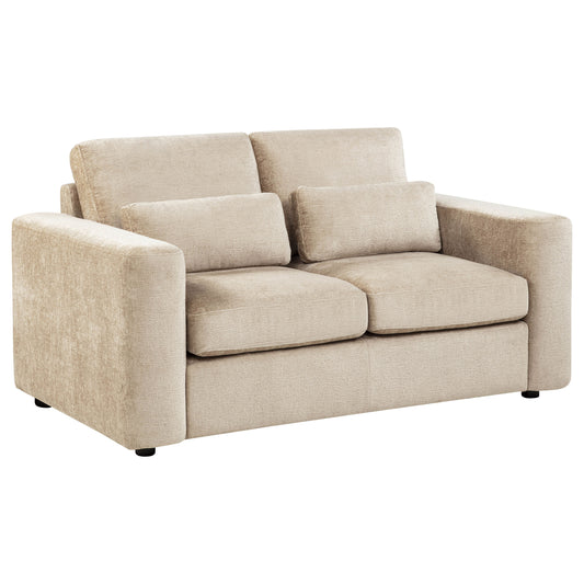 Amador Chenille Upholstered Track Arm Loveseat Camel - The Sleep Loft - Online Mattress Showroom NYC