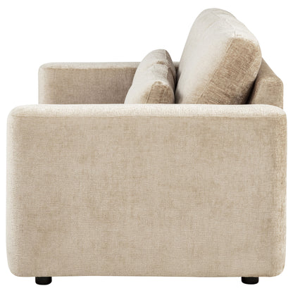 Amador Chenille Upholstered Track Arm Loveseat Camel