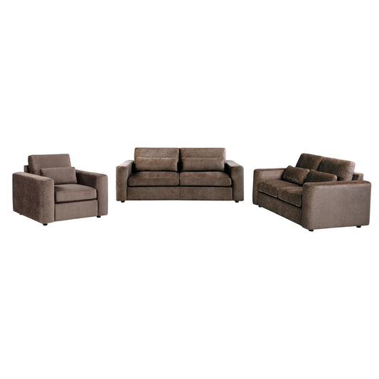 Amador 3-piece Chenille Upholstered Track Arm Sofa Set Chocolate - The Sleep Loft - Online Mattress Showroom NYC
