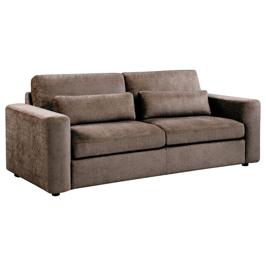 Amador Chenille Upholstered Track Arm Sofa Chocolate - The Sleep Loft - Online Mattress Showroom NYC
