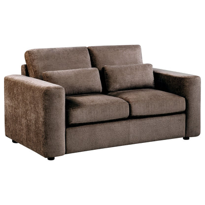 Amador Chenille Upholstered Track Arm Loveseat Chocolate