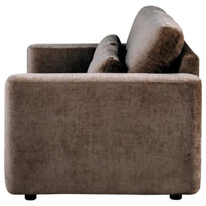 Amador Chenille Upholstered Track Arm Loveseat Chocolate