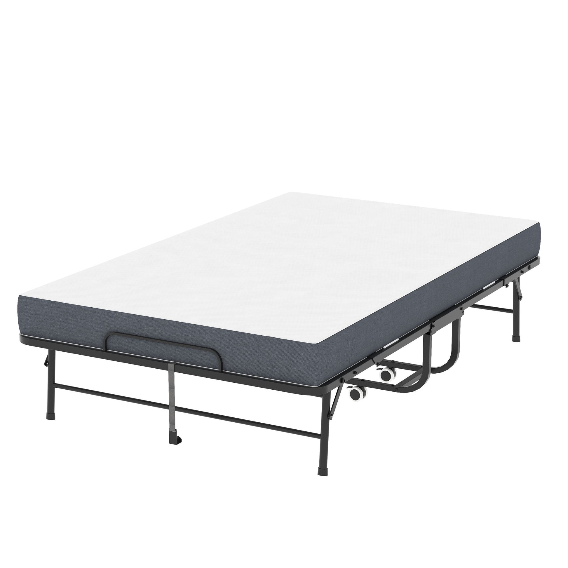 Twin Wide Folding Bed For Tall People, Extra Long & Wide Rollaway With Memory Foam, Heavy-Duty - Black - The Sleep Loft - Online Mattress Showroom NYC