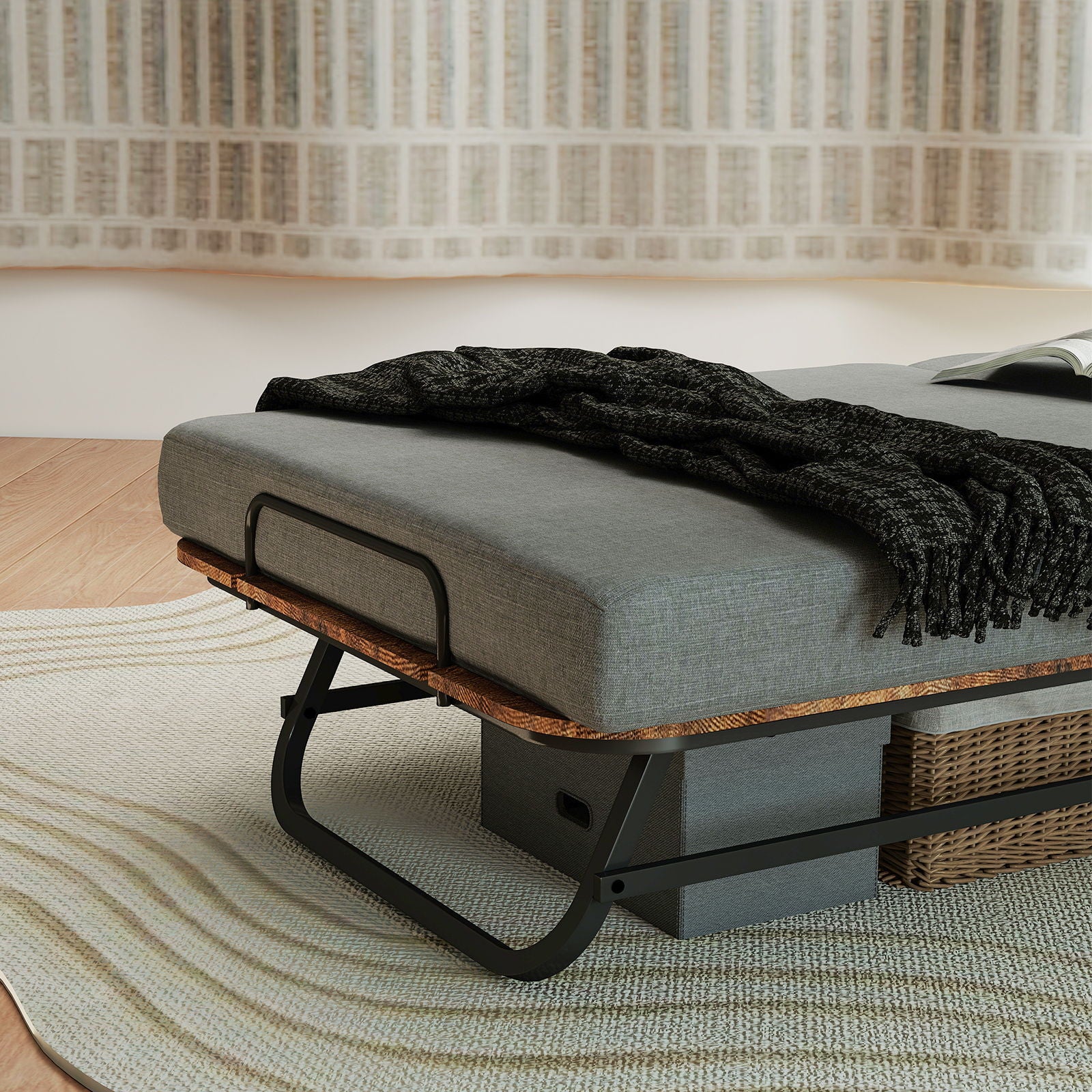 Portable Folding Bed With Memory Foam Mattress, Lockable - Gray - The Sleep Loft - Online Mattress Showroom NYC