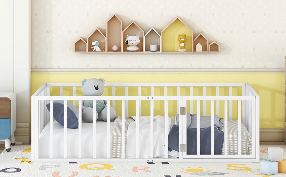 Metal Floor Bed Frame With Fence And Door - The Sleep Loft - Online Mattress Showroom NYC