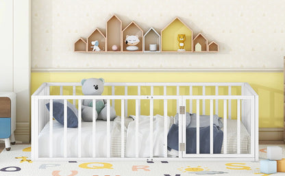 Metal Floor Bed Frame With Fence And Door - The Sleep Loft - Online Mattress Showroom NYC