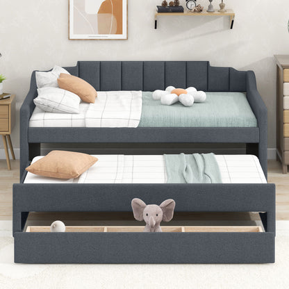 Upholstered Simple Design Daybed With Trundle And 3 Drawers - The Sleep Loft - Online Mattress Showroom NYC