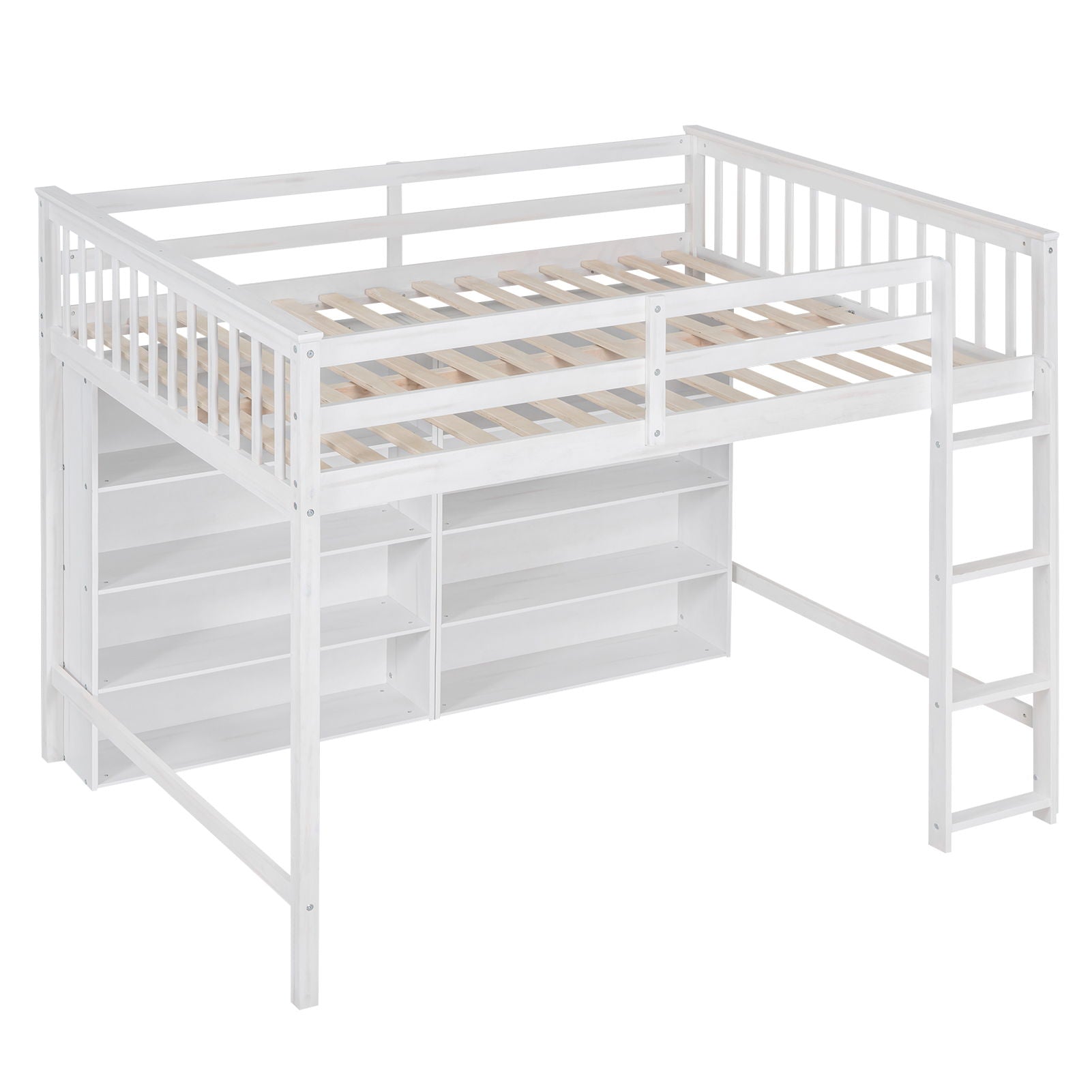 Loft Bed With 8 Open Storage Shelves And Built In Ladder - The Sleep Loft - Online Mattress Showroom NYC