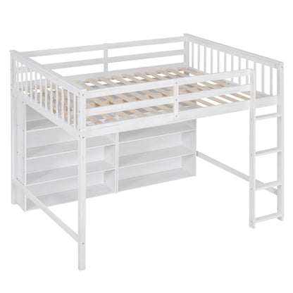 Loft Bed With 8 Open Storage Shelves And Built In Ladder - The Sleep Loft - Online Mattress Showroom NYC