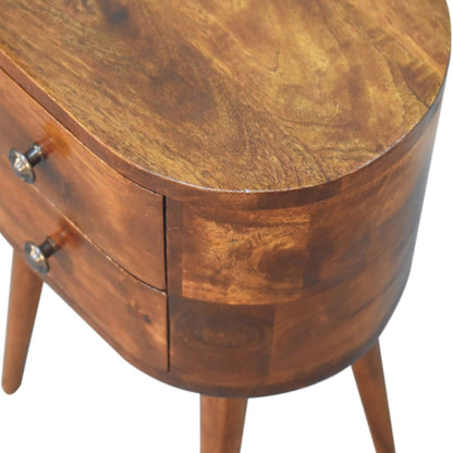Mini Rounded Nightstand - Chestnut - The Sleep Loft - Online Mattress Showroom NYC