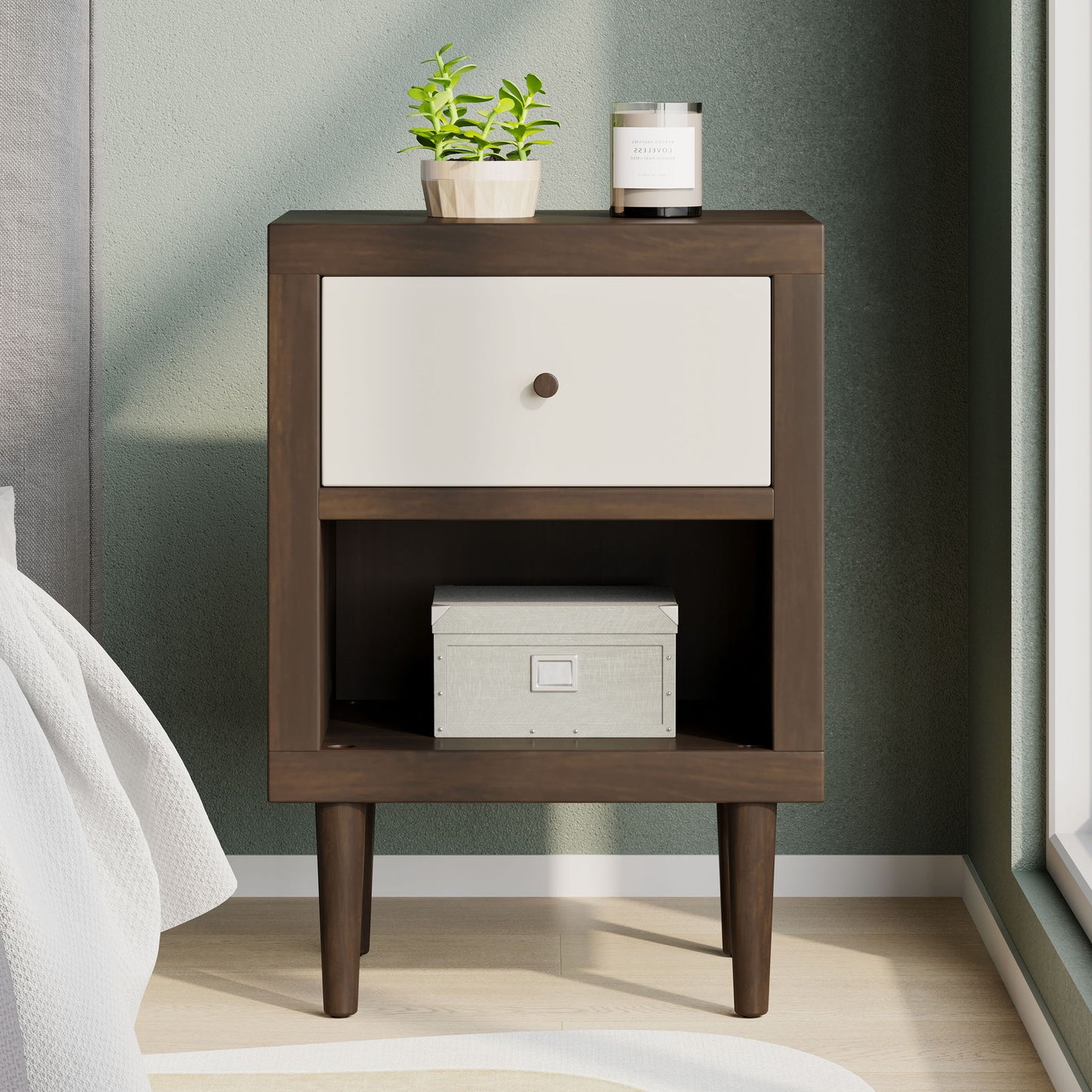 Nystrom - Single Drawer Nightstand - The Sleep Loft - Online Mattress Showroom NYC