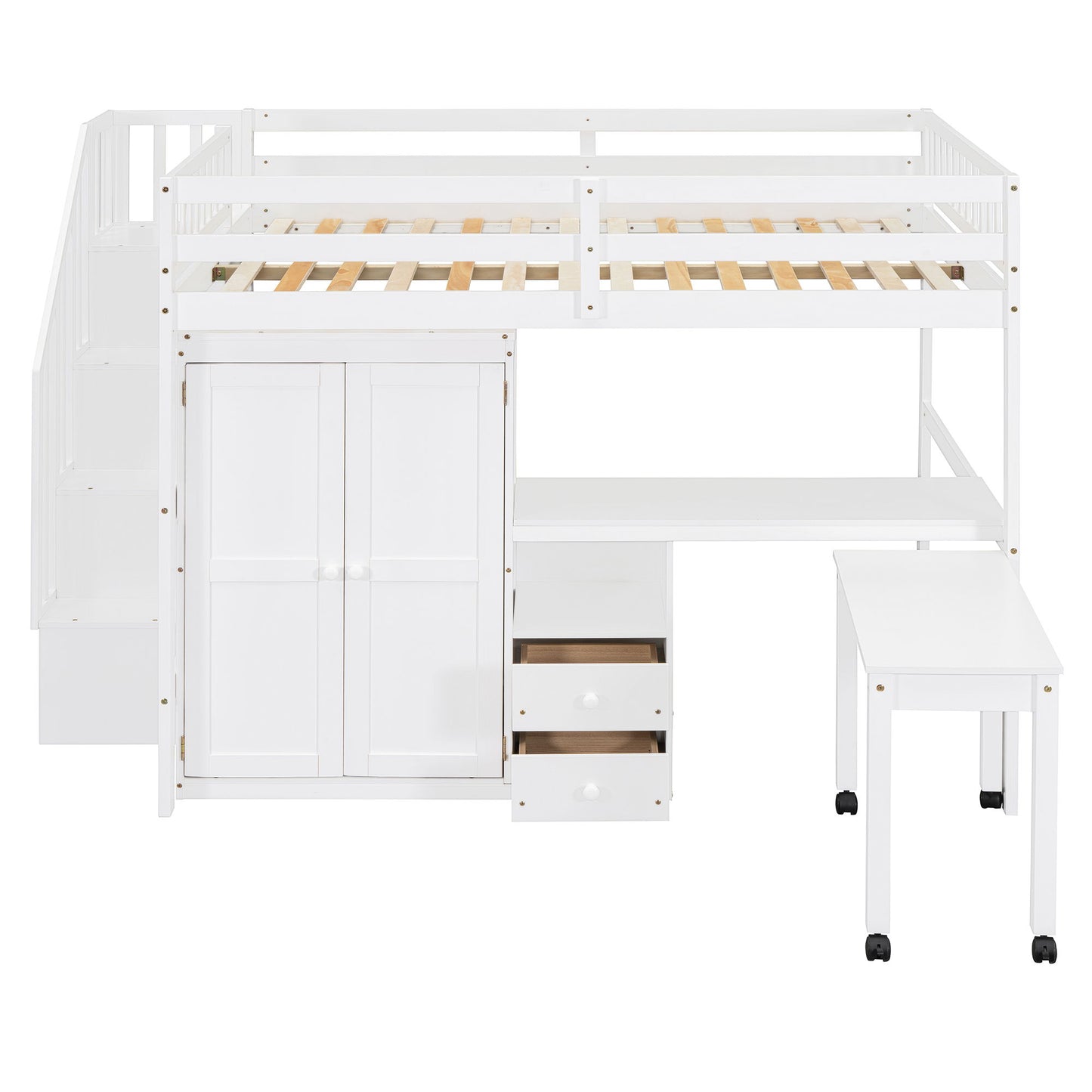 Loft Bed With Stairs, Bookshelf, Drawers, Desk & Wardrobe, Space Saving Multifunctional Furniture - The Sleep Loft - Online Mattress Showroom NYC