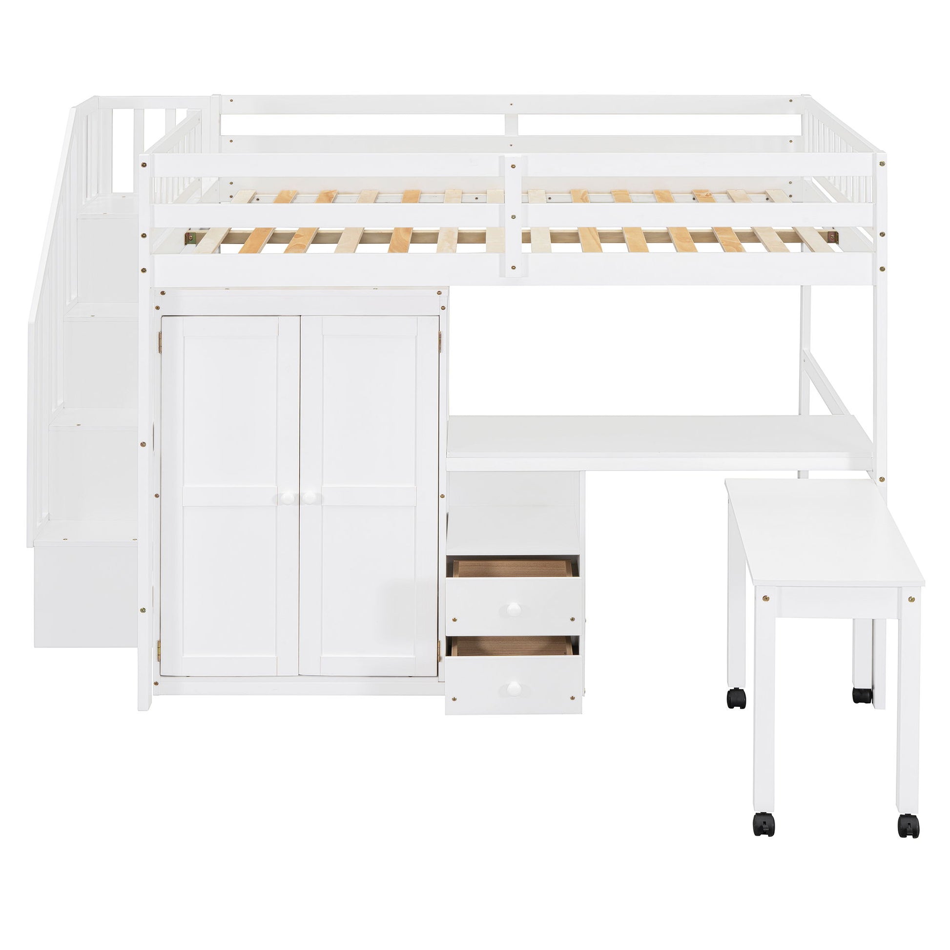 Loft Bed With Stairs, Bookshelf, Drawers, Desk & Wardrobe, Space Saving Multifunctional Furniture - The Sleep Loft - Online Mattress Showroom NYC