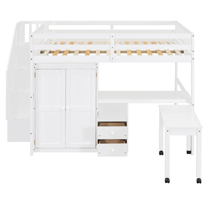 Loft Bed With Stairs, Bookshelf, Drawers, Desk & Wardrobe, Space Saving Multifunctional Furniture - The Sleep Loft - Online Mattress Showroom NYC