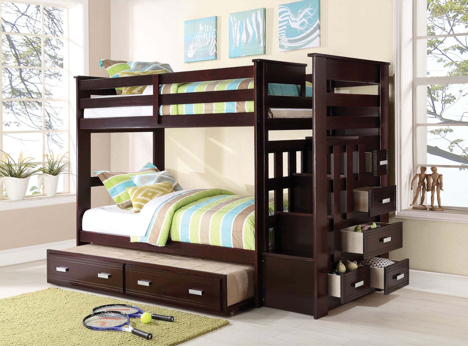 Allentown - Twin / Twin Bunk Bed With Trundle Storage - Espresso - The Sleep Loft - Online Mattress Showroom NYC