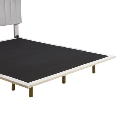 Upholstered Bed With Sensor Light And Headboard, Floating Velvet Platform Bed - The Sleep Loft - Online Mattress Showroom NYC